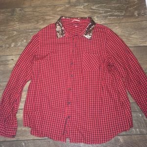 Sequin Collared Flannel